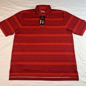 Under Armour UA Polo Men's Size XL Red Striped Shirt Heat Gear Loose Golf NWT
